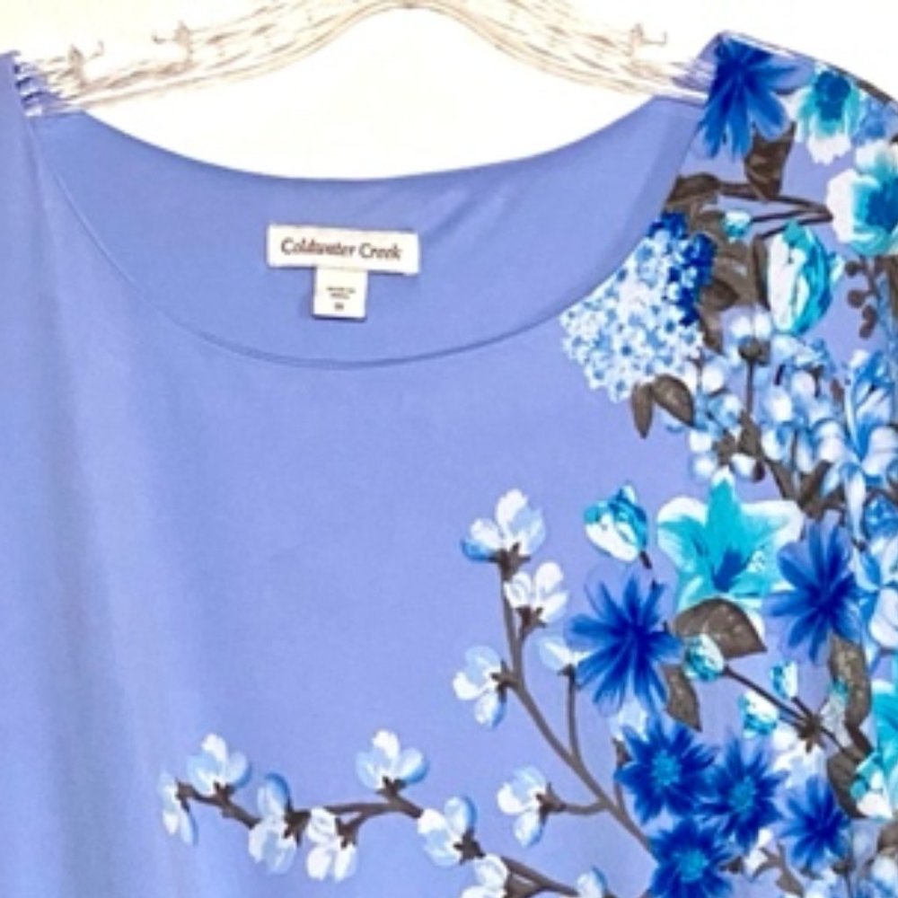 Coldwater Creek Soft Blue Floral Dress ~ 1x - Picture 4 of 7